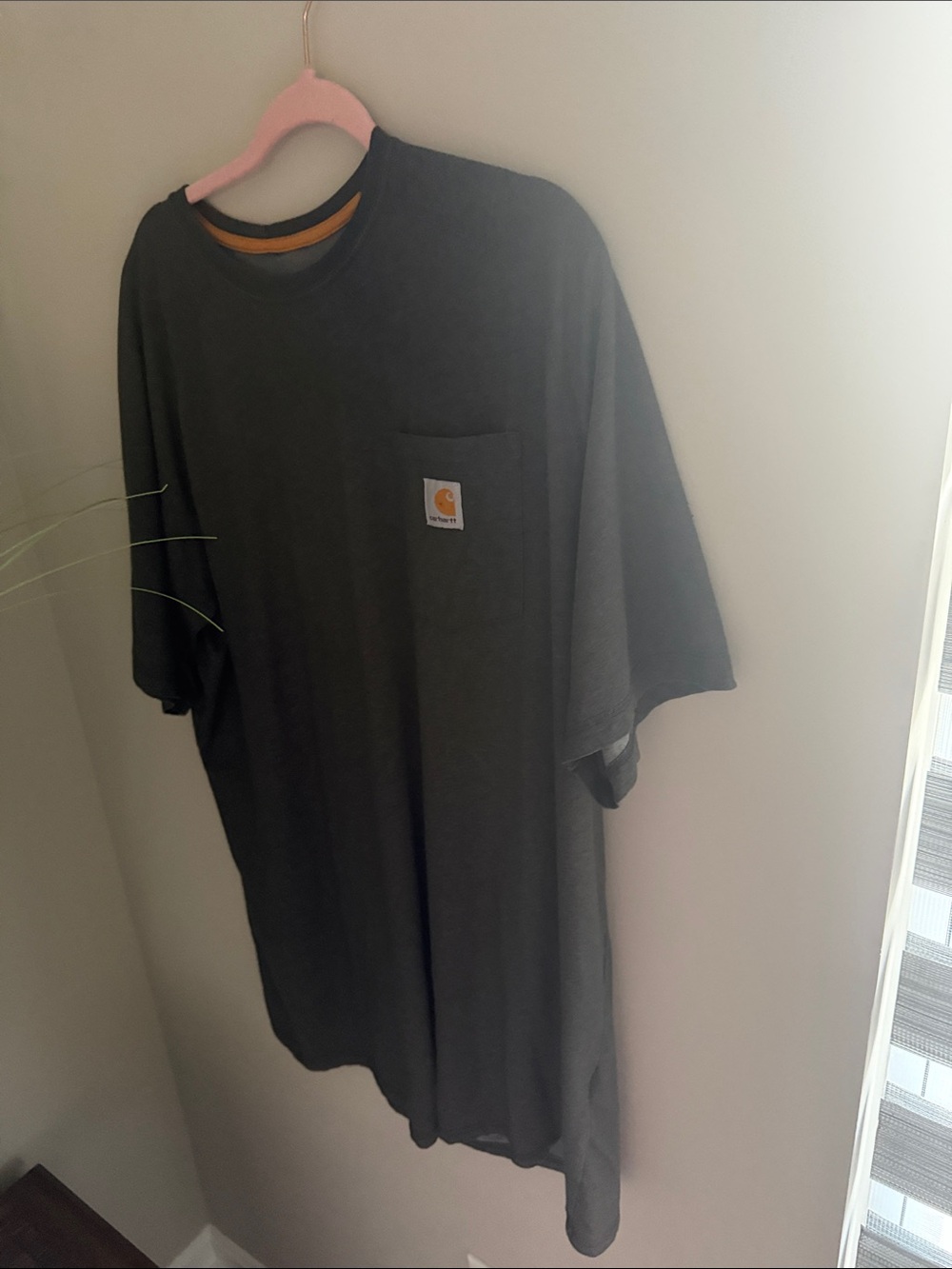 Carhartt force Men’s Pocket Tee in Charcoal with Gold Logo size 2XL tall